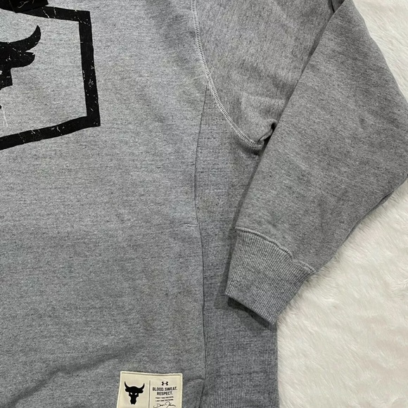 Under Armour Project Rock Warm-Up Hoodie Sweatshirt Pullover Gray - Picture 8 of 10